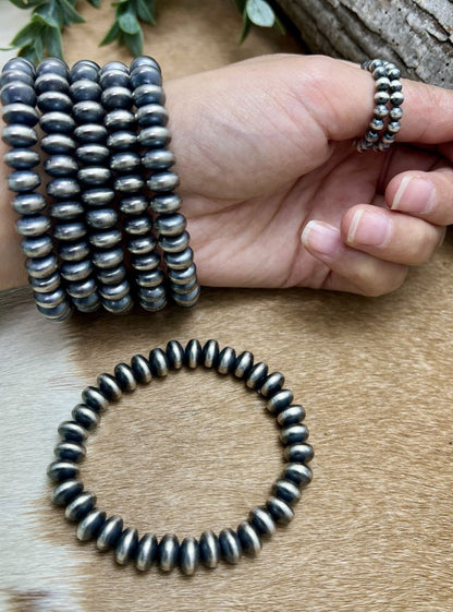 9mm Saucer Desert Pearls Stretch Bracelet - Sunset TQ Mountain