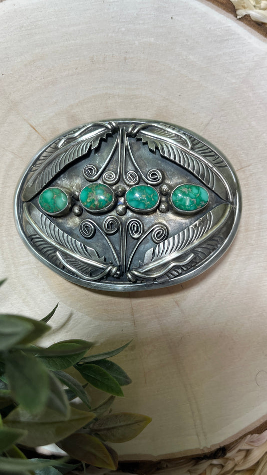 Sonoran Turquoise and Feather Buckle