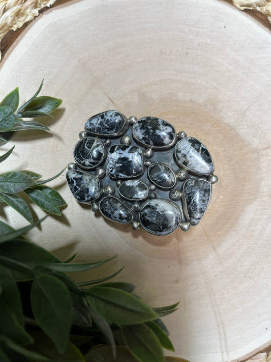 Sheila Becenti White Buffalo Cluster Buckle