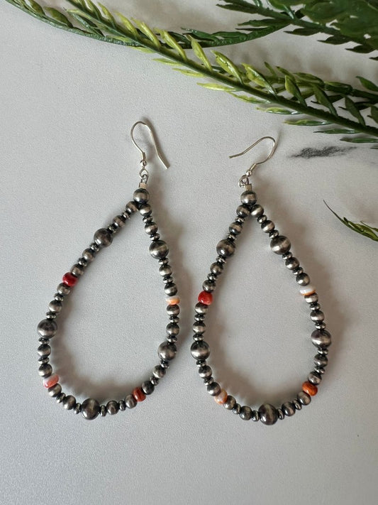 Desert Pearl Silver & Spiny Large Hoop Earring