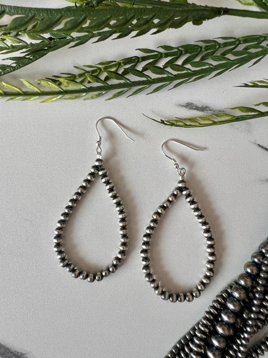 Desert Pearl 4mm Round Long Dangle Earrings