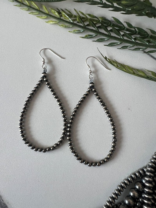 3mm Desert Pearl Round Dangle Earrings