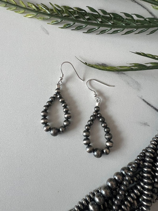 Graduated Desert Pearl Round Dangle Earrings