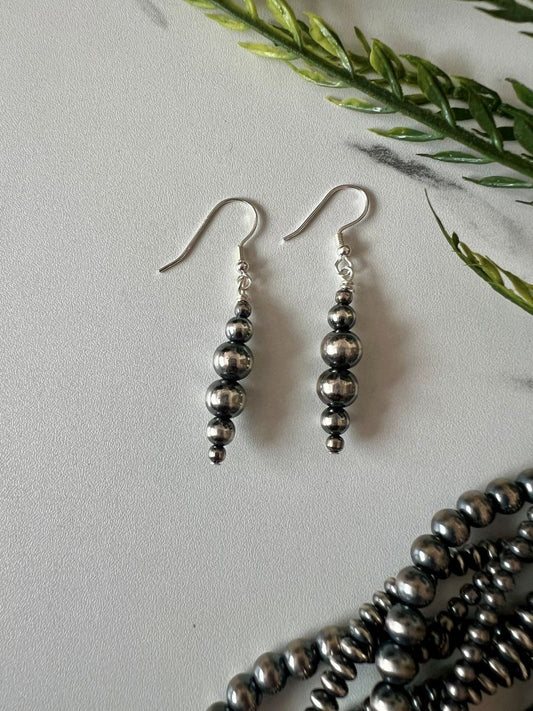 Desert Pearl Graduated Round Stick Dangle Earrings
