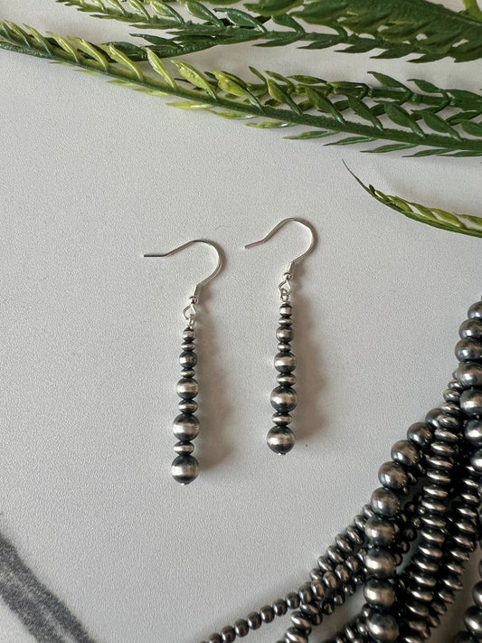 Desert Pearl Graduated Round and Saucer Stick Dangle Earrings