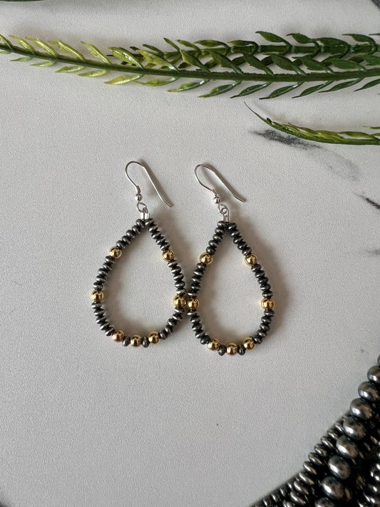 NEW!! Desert Pearl Silver and Gold 2-tone Round and Saucer Dangle Earrings