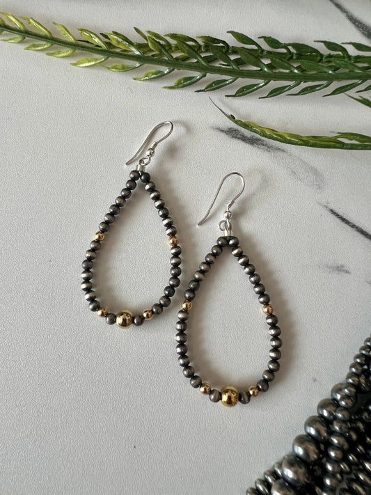 NEW!! Desert Pearl Silver and Gold 2-tone Round Dangle Earrings