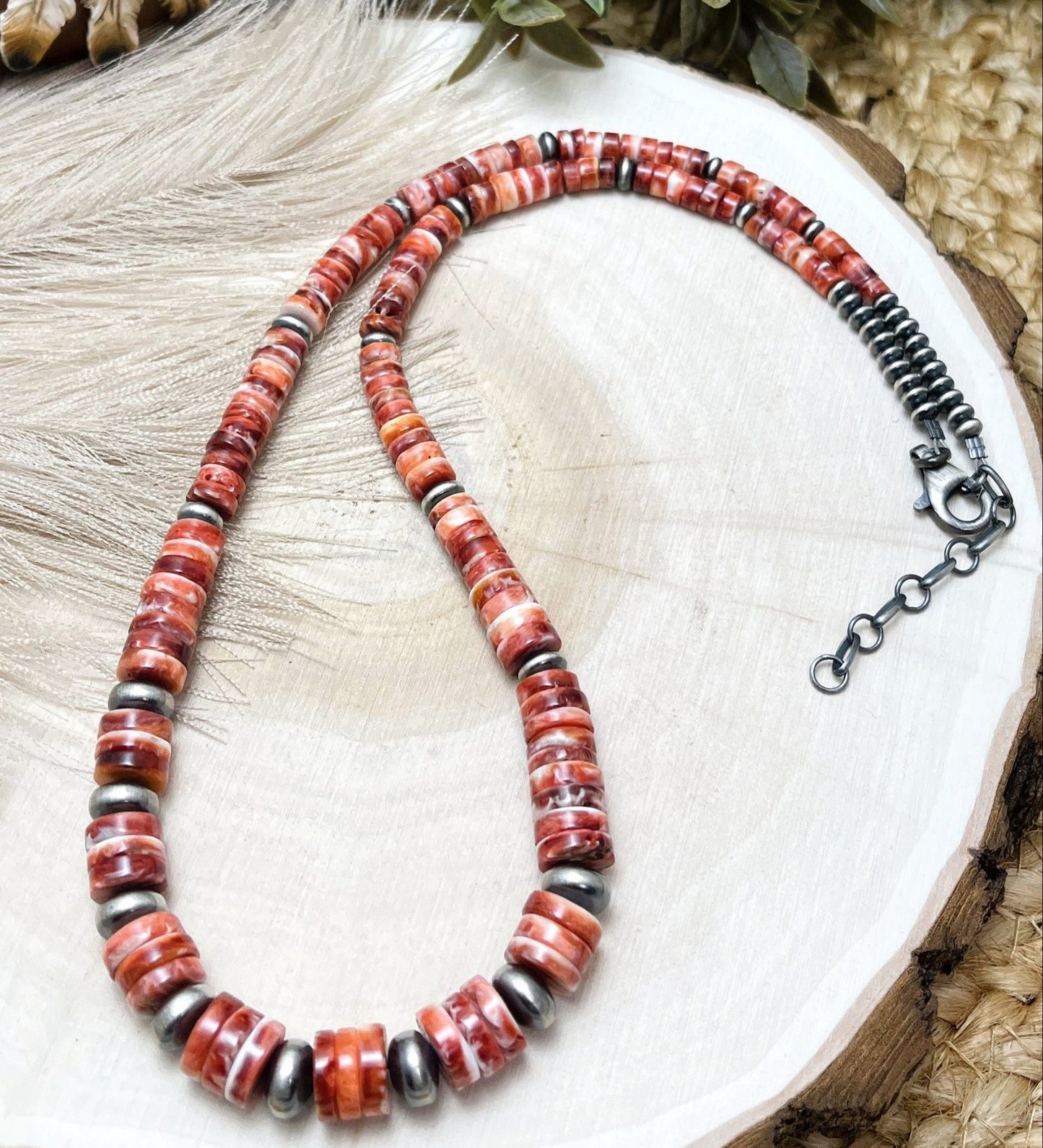 Desert Pearls  & Red Spiny Oyster Necklace