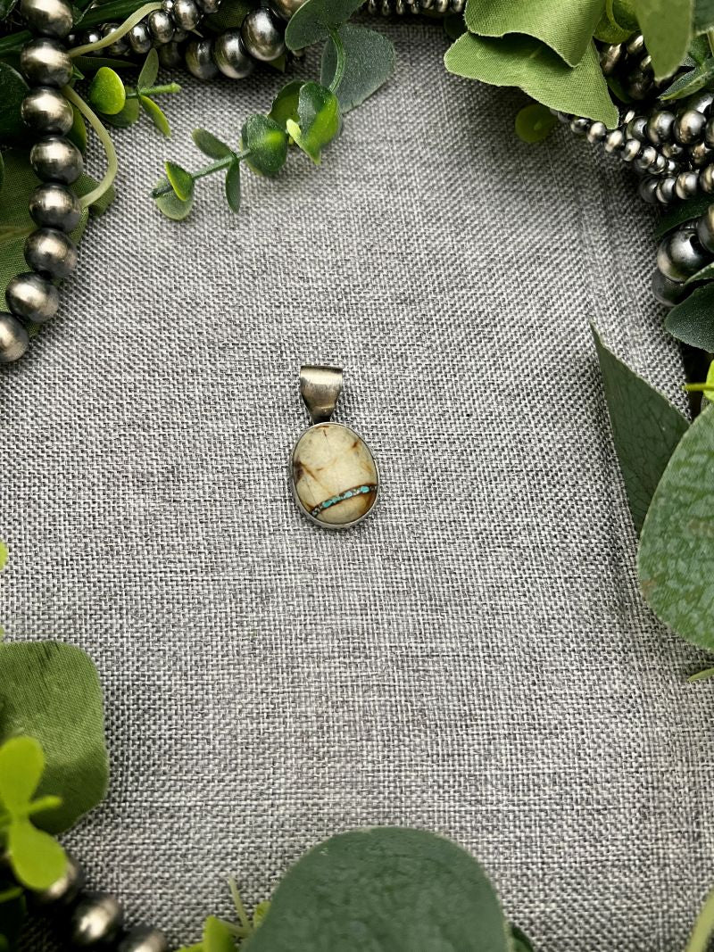 Royston Boulder Turquoise Stamped Bezel Pendants