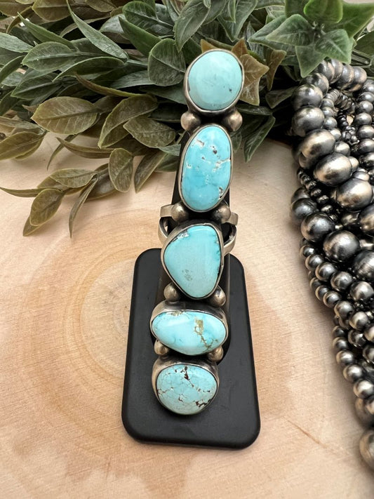 5 Stone Golden Hills Turquoise Long Ring