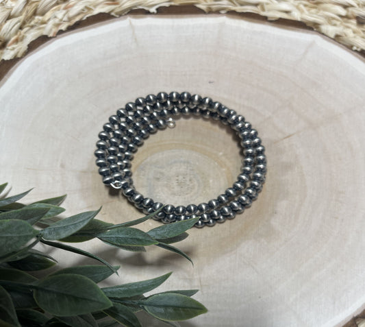 5mm Santa Fe Pearls Round 3-row Memory Bracelet