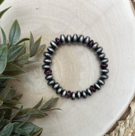 9mm Santa Fe Saucer Pearls & Purple Spiny Stretch Bracelet