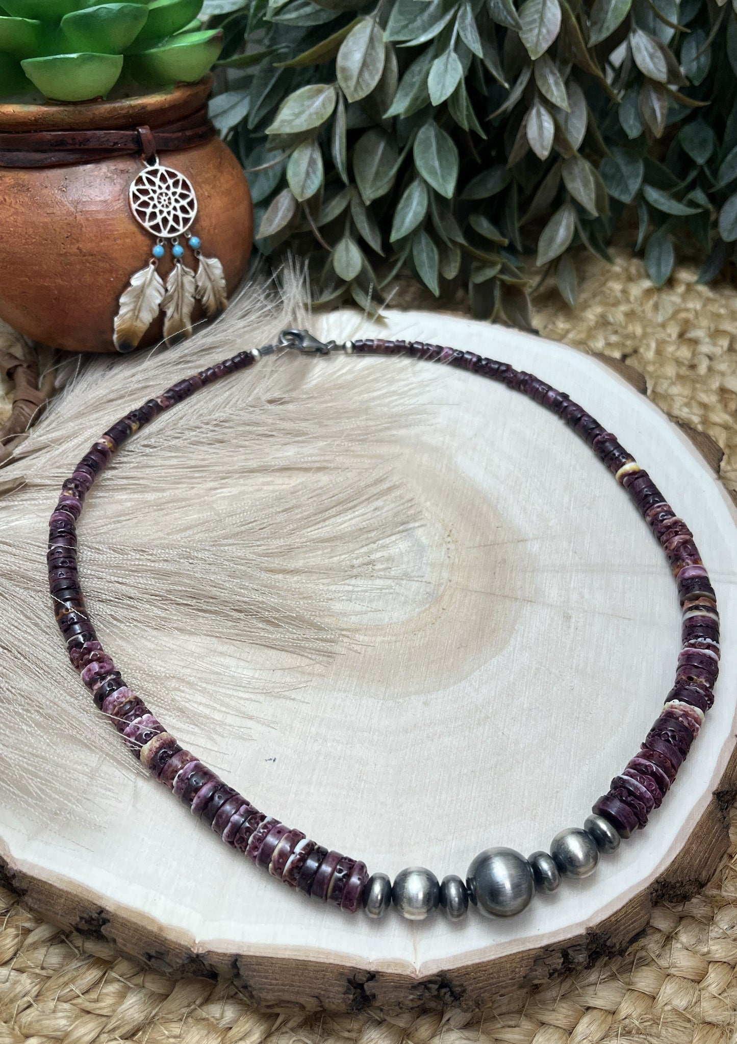 Santa Fe Pearl & Purple Spiny Oyster Necklace