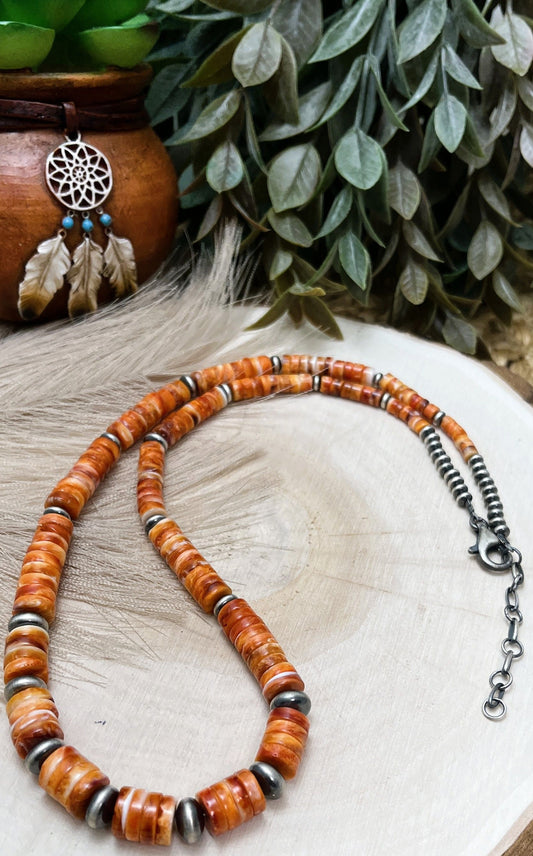Santa Fe Pearl & Orange Spiny Oyster Necklace