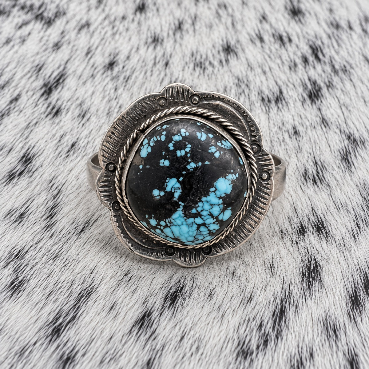 Blue Moon Turquoise Adjustable Ring — front