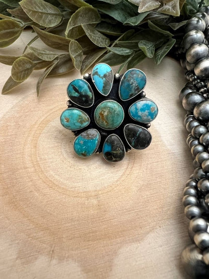 Blue Moon Turquoise Cluster Ring - Sunset TQ Mountain
