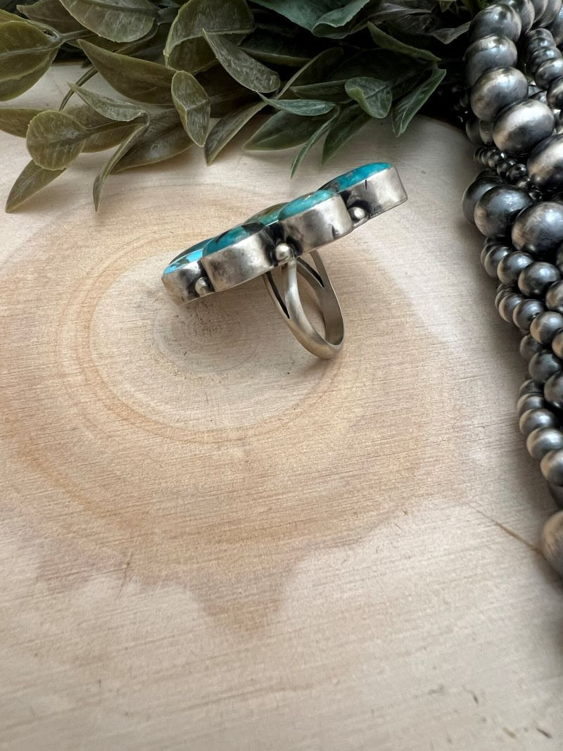 Blue Moon Turquoise Cluster Ring - Sunset TQ Mountain