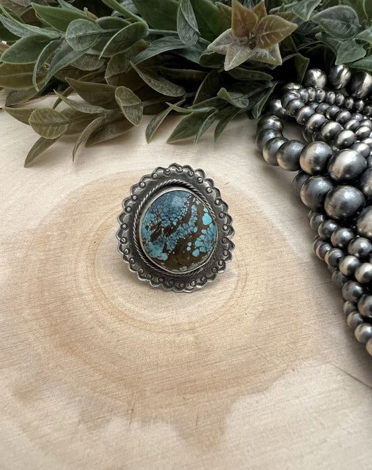 Blue Moon Turquoise Ring by Cordell Platero - Sunset TQ Mountain