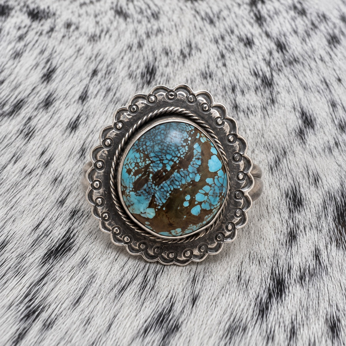 Blue Moon Turquoise Ring by Cordell Platero — front