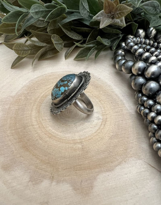 Blue Moon Turquoise Ring by Cordell Platero - Sunset TQ Mountain