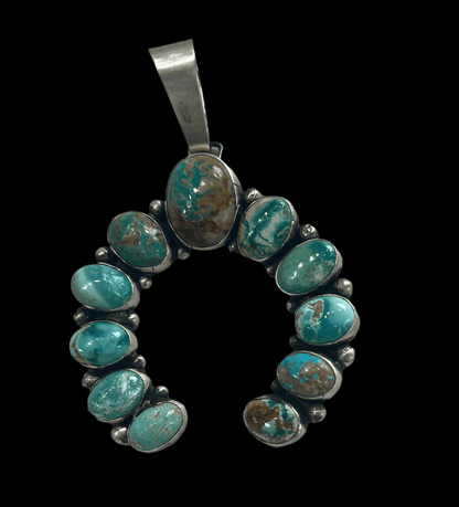 Bobby Johnson Royston Turquoise Naja Pendant - Sunset TQ Mountain