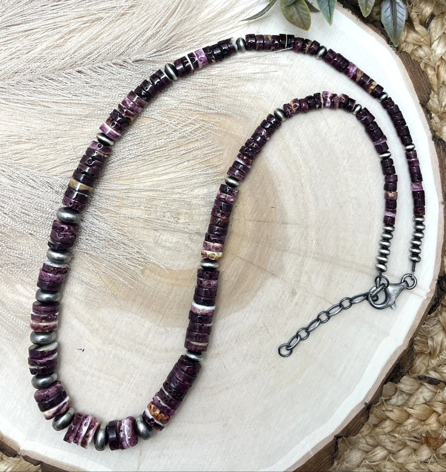 Desert Pearls & Purple Spiny Oyster Necklace - Sunset TQ Mountain