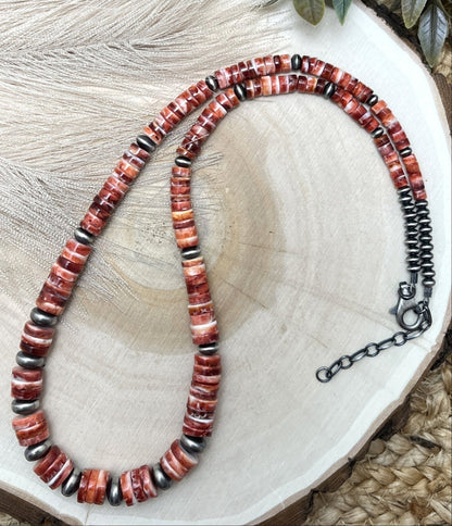 Desert Pearls & Red Spiny Oyster Necklace - Sunset TQ Mountain