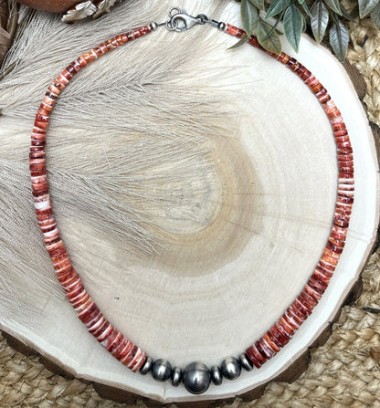 Desert Pearls & Red Spiny Oyster Necklace - Sunset TQ Mountain