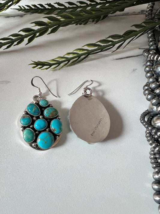 Emer Thompson 8 - stone Turquoise Dangle Earrings - Sunset TQ Mountain