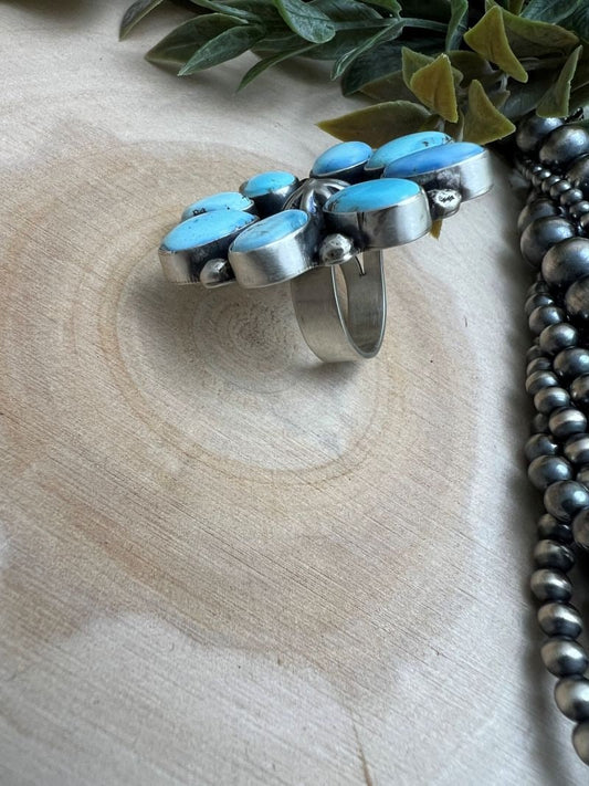 Golden Hills Turquoise Cluster Adjustable Rings - Sunset TQ Mountain