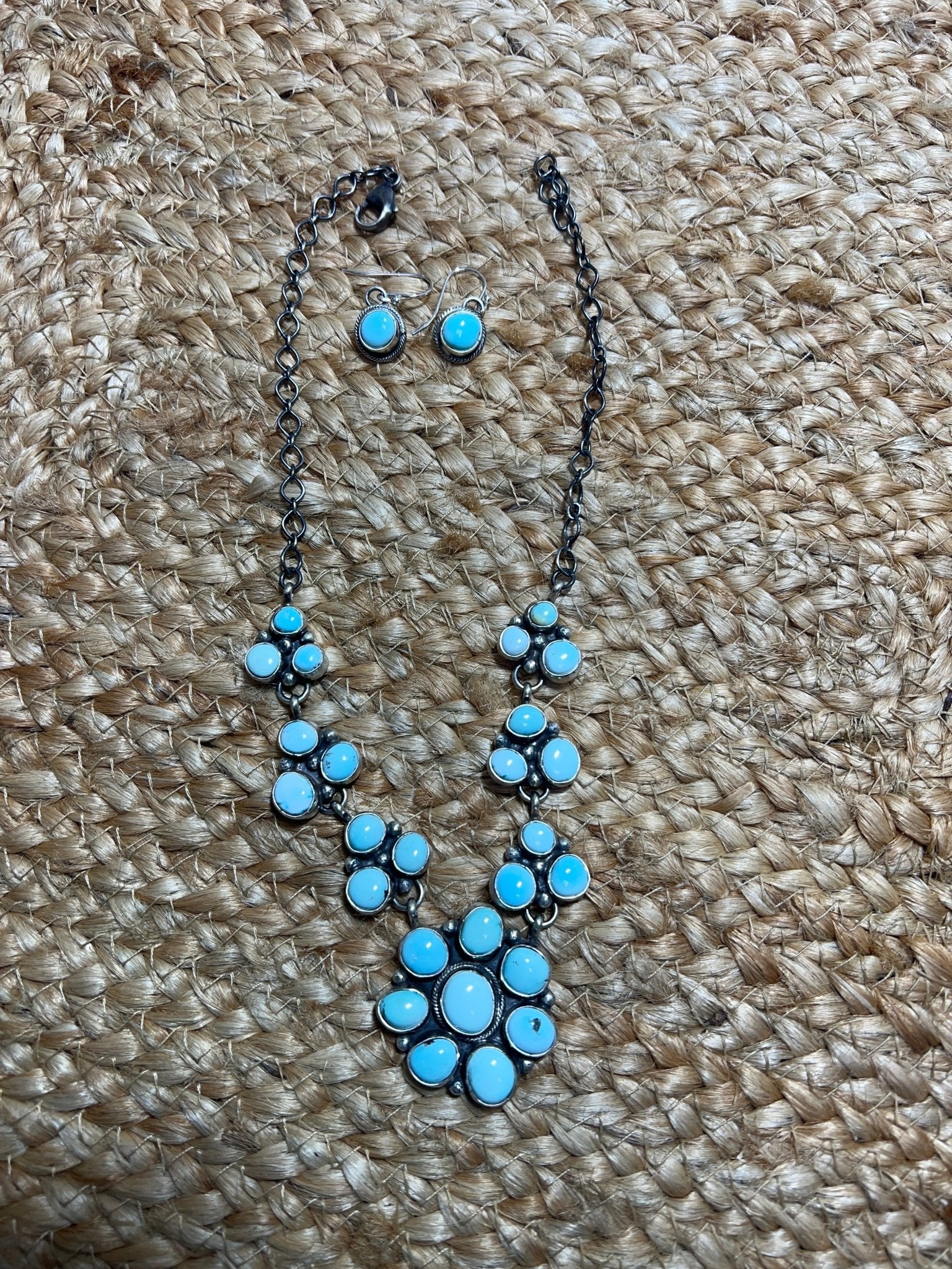 Golden Hills Turquoise Cluster Necklace Set - Sunset TQ Mountain