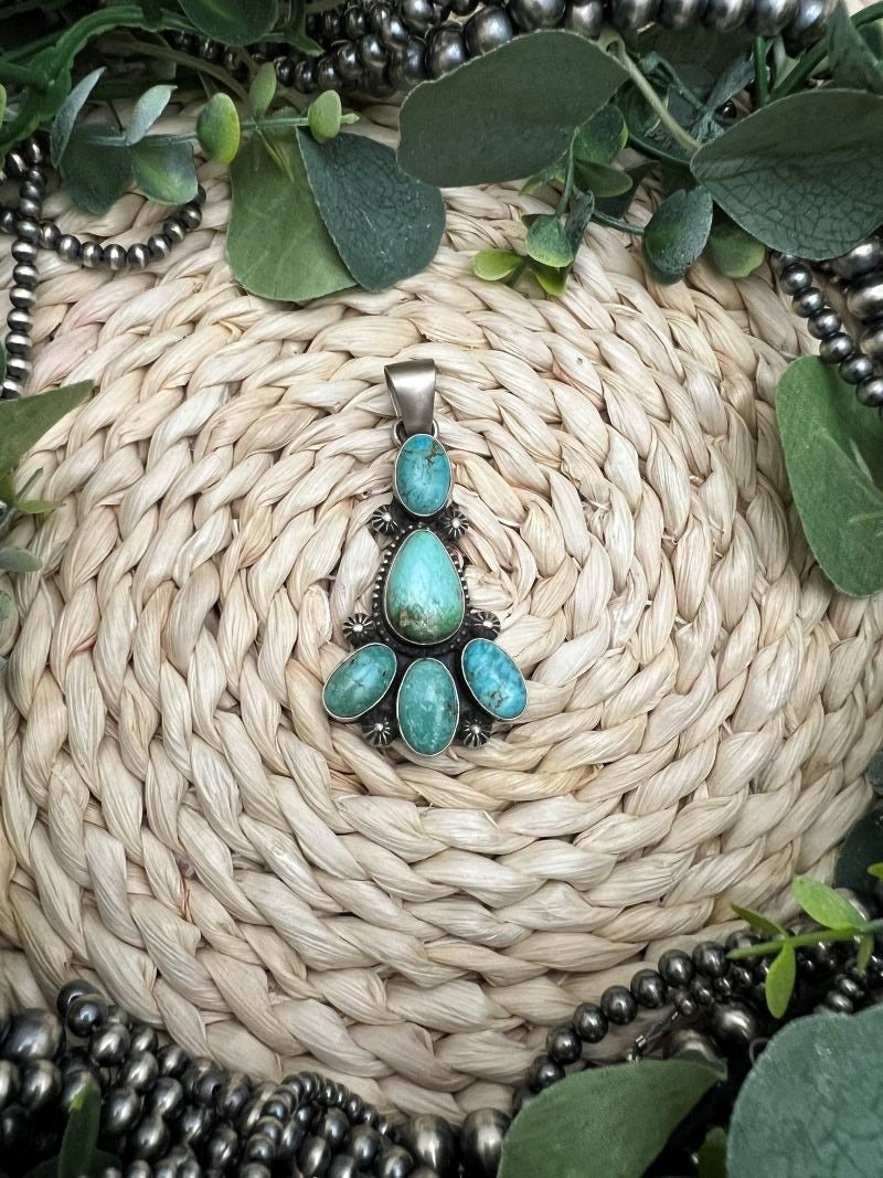 Kathleen Chavez 5 - stone Sonoran Pendant - Sunset TQ Mountain