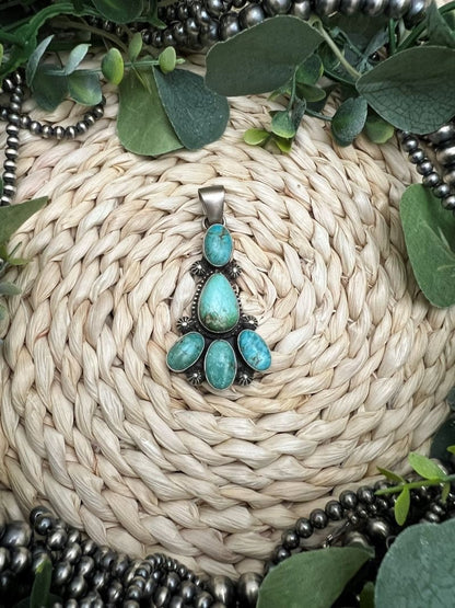Kathleen Chavez 5 - stone Sonoran Pendant - Sunset TQ Mountain