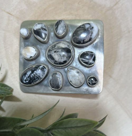 Kathleen Livingston White Buffalo Cluster Buckle - Sunset TQ Mountain