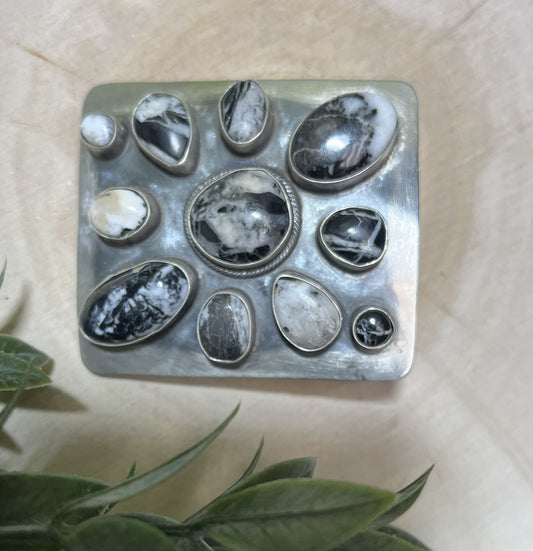 Kathleen Livingston White Buffalo Cluster Buckle - Sunset TQ Mountain