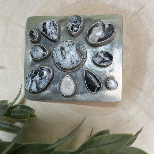 Kathleen Livingston White Buffalo Cluster Buckle - Sunset TQ Mountain