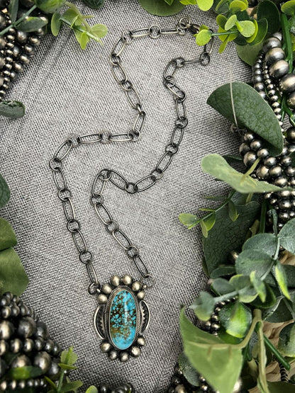 Kingman Turquoise and Bead Bar Necklace - Sunset TQ Mountain