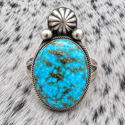 Kingman Turquoise Oval Ring — closeup