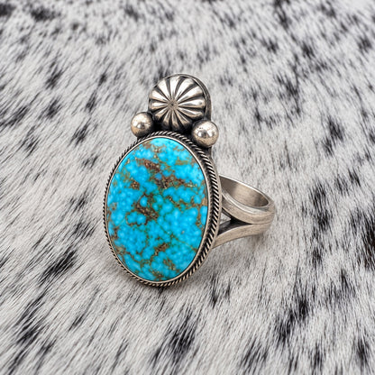 Kingman Turquoise Oval Ring — angle