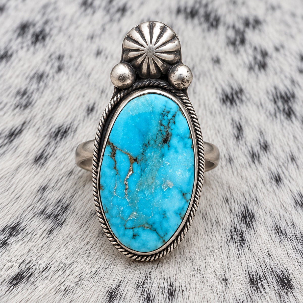 Kingman Turquoise Ring — closeup