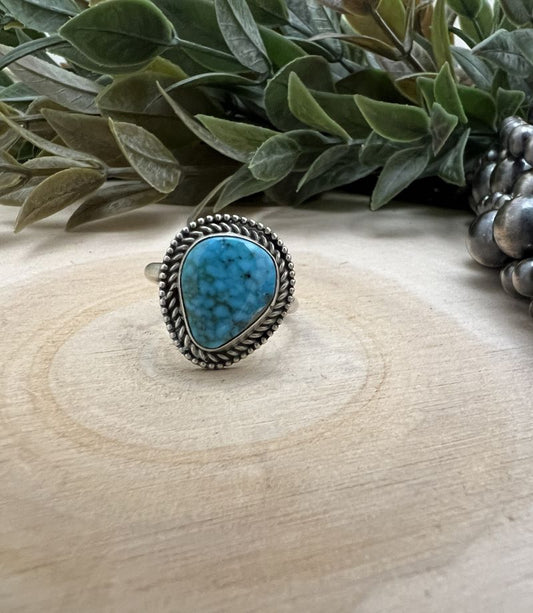 Kingman Turquoise Teardrop Setting Ring - Sunset TQ Mountain