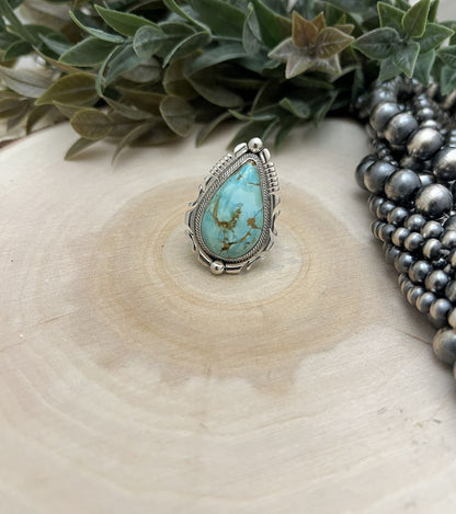 Lone Mountain Turquoise Tear Drop Ring - Sunset TQ Mountain