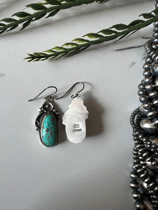 Mine 8 Turquoise Dangle Wire Earrings - Sunset TQ Mountain