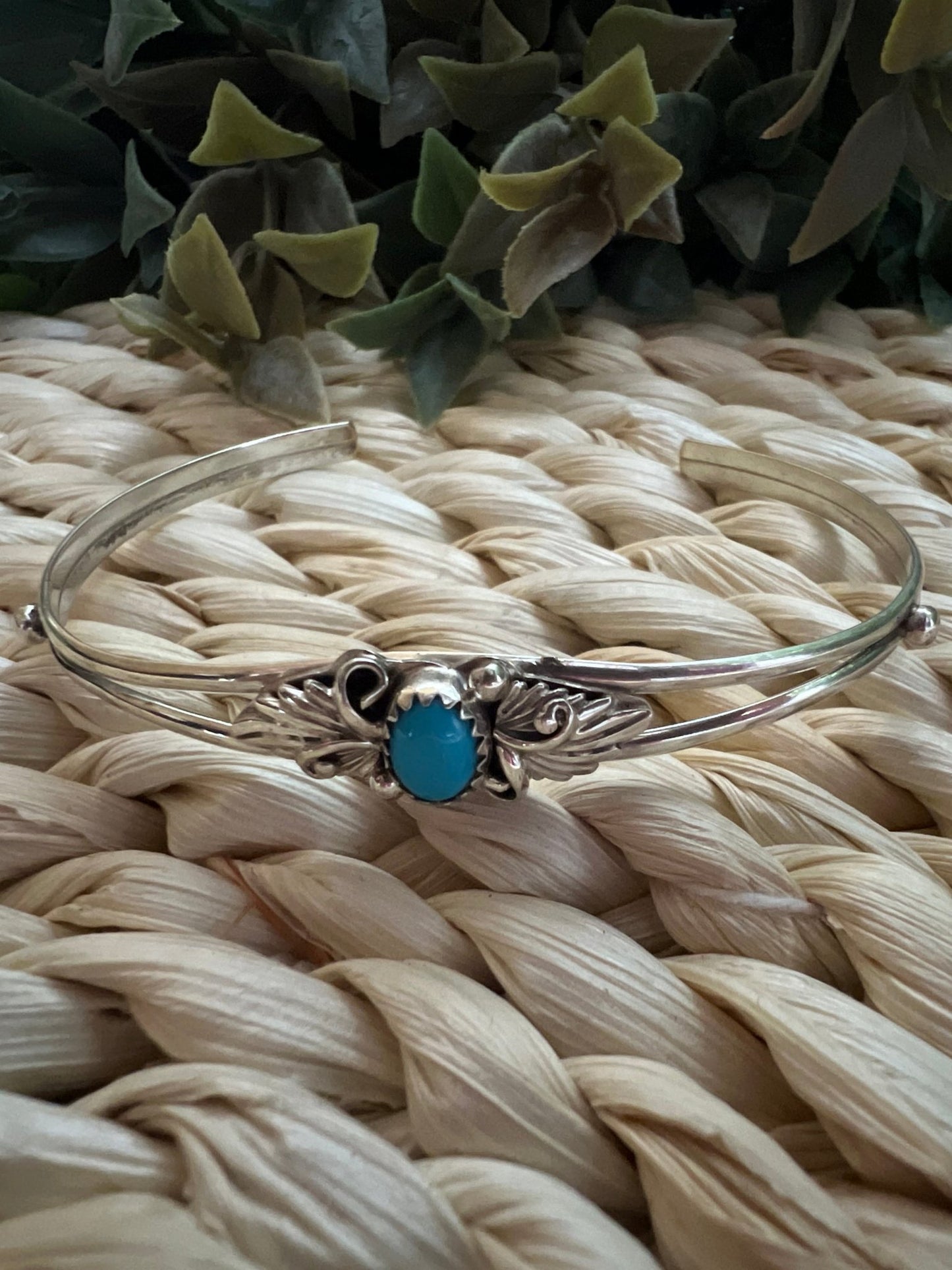 Navajo Turquoise & Mini Feather Bracelet - Sunset TQ Mountain