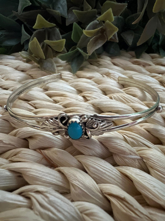 Navajo Turquoise & Mini Feather Bracelet - Sunset TQ Mountain