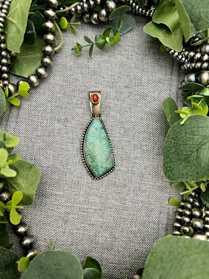 Paul Livingston Royston Turquoise and Coral Pendants - Sunset TQ Mountain