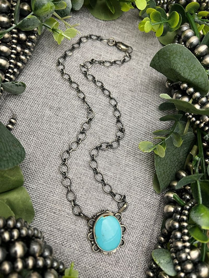 Randy Billy Turquoise Mine 8 Oval Bar Necklace - Sunset TQ Mountain