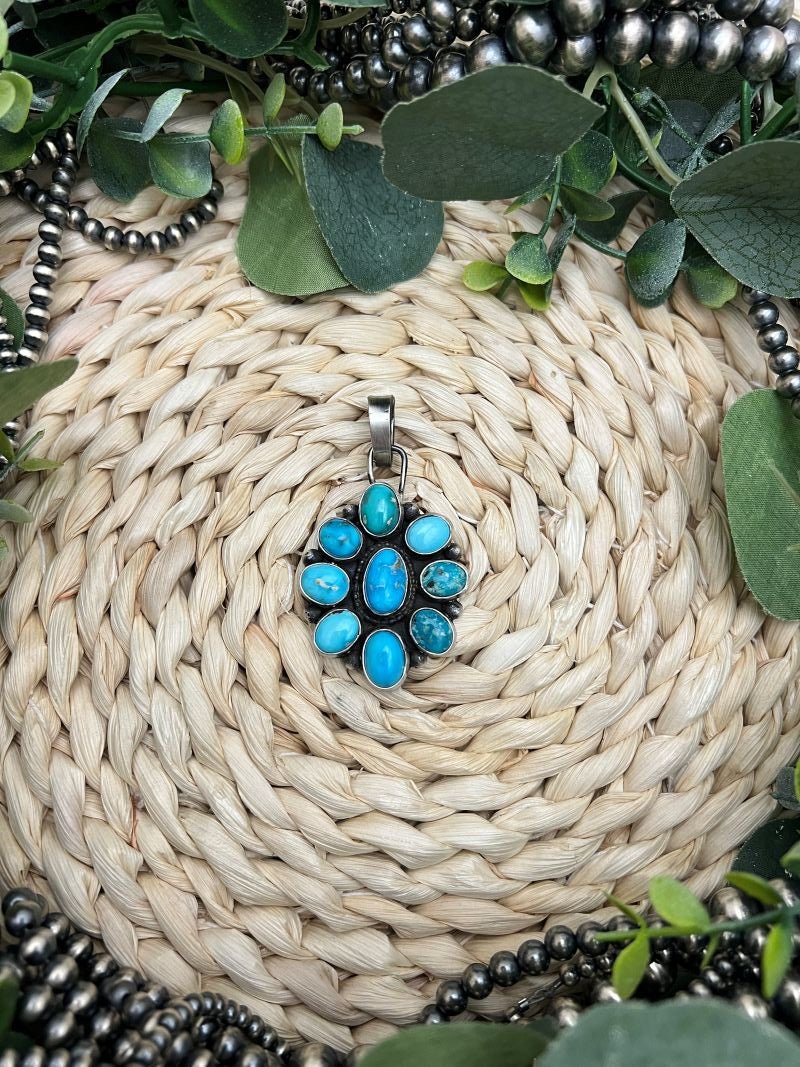 Sheila Becenti Sonoran Cluster Pendant - Sunset TQ Mountain