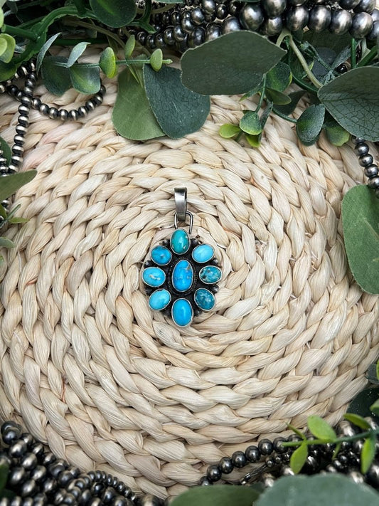 Sheila Becenti Sonoran Cluster Pendant - Sunset TQ Mountain