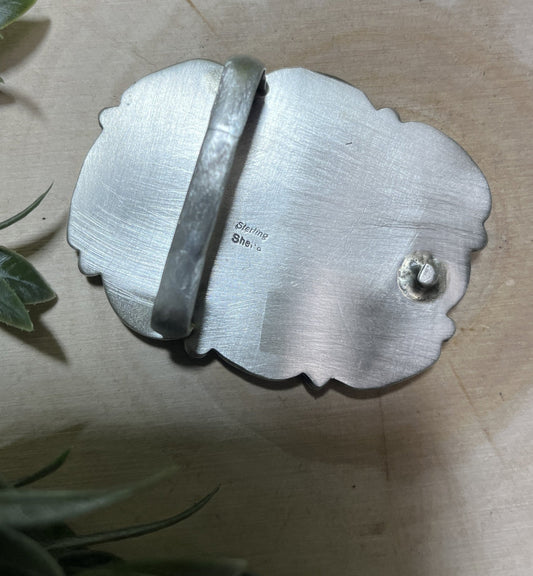 Sheila Becenti White Buffalo Cluster Buckle - Sunset TQ Mountain